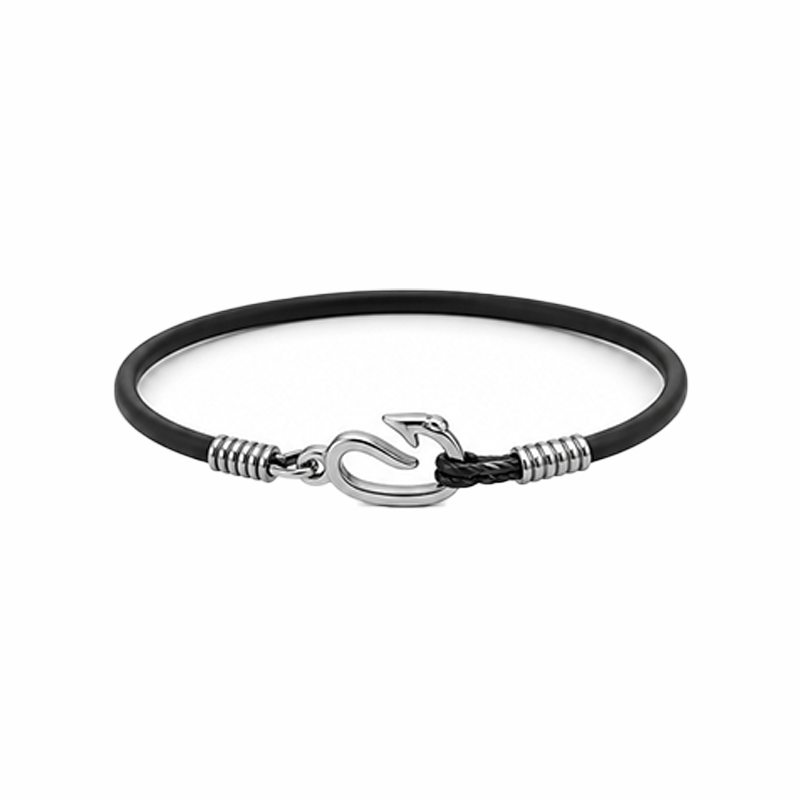 Men Two‑Layer Rope & Paperclip Chain Bracelet Silver Tone Stack Wristband