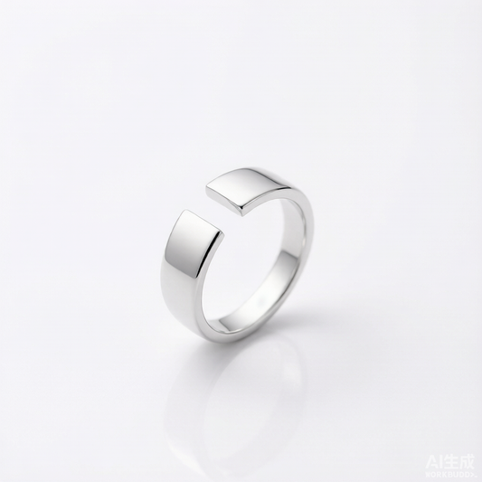 Men Polished Silver Wide Open Cuff Statement Ring