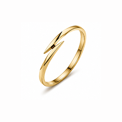 Men Gold Tone Open Cuff Ring Tapered Pointed Split Ends