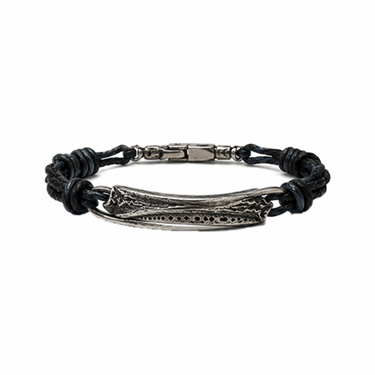 Men Black Box Chain Bracelet Engraved North Star Bar Minimalist Wristband