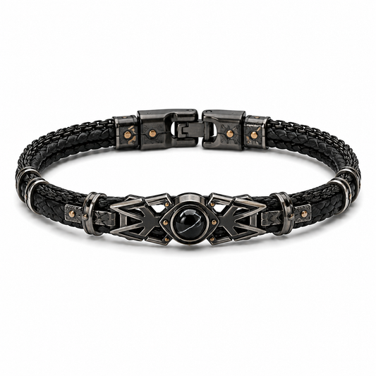 Men Multi‑Stone Hematite Tiger Eye Bead Bracelet Elastic Stretch Wristband