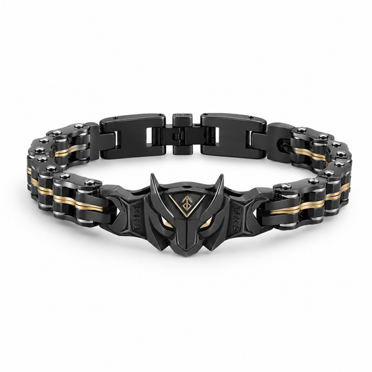 Men's Black Gold Geometric Armor Titanium Steel Bracelet