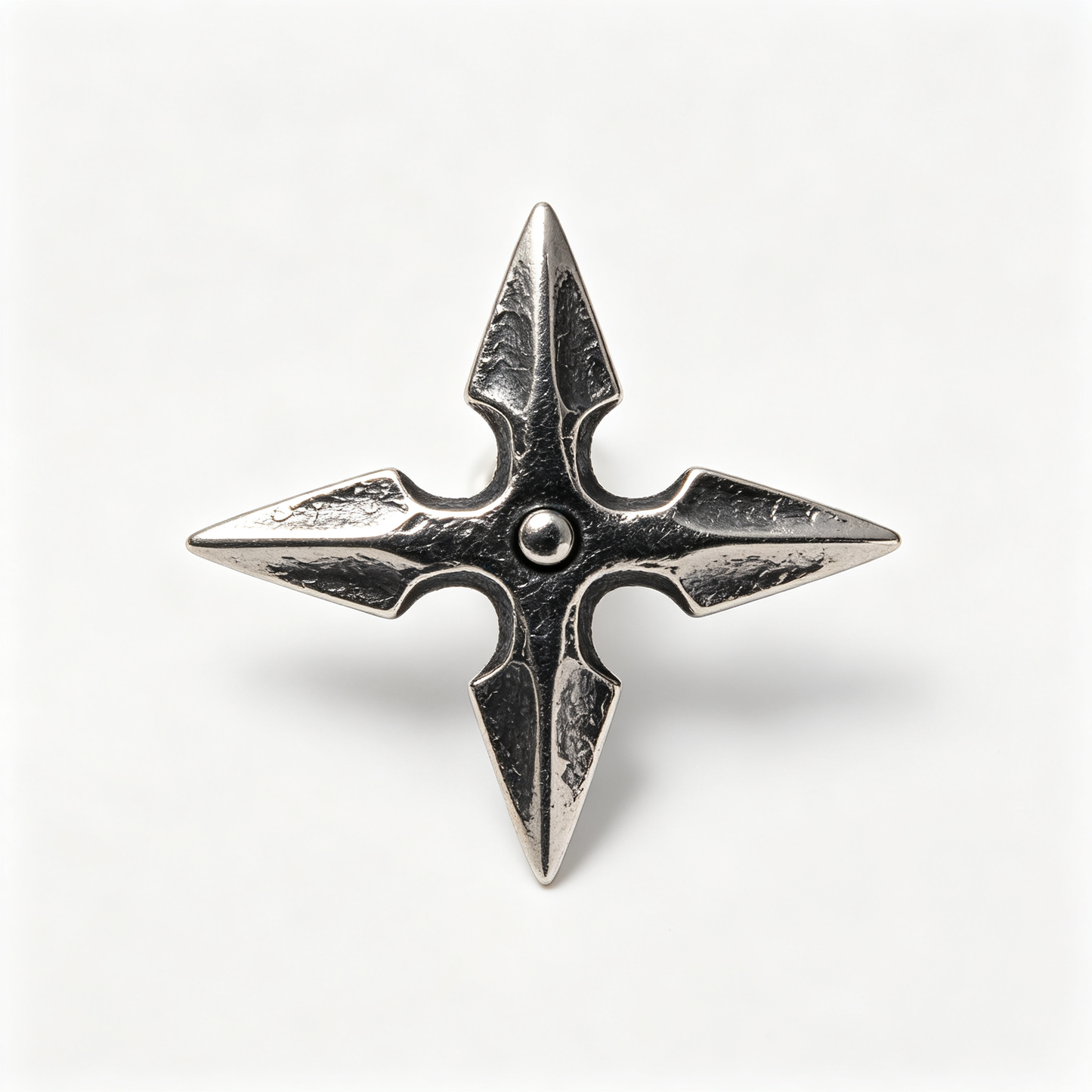 Men Antique Silver Shuriken Ninja Star Stud Earring Single