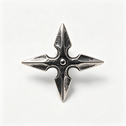 Men Antique Silver Shuriken Ninja Star Stud Earring Single