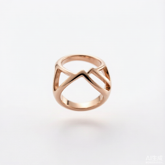 Men Rose Gold Mountain Peak Hollow Cut‑Out Ring