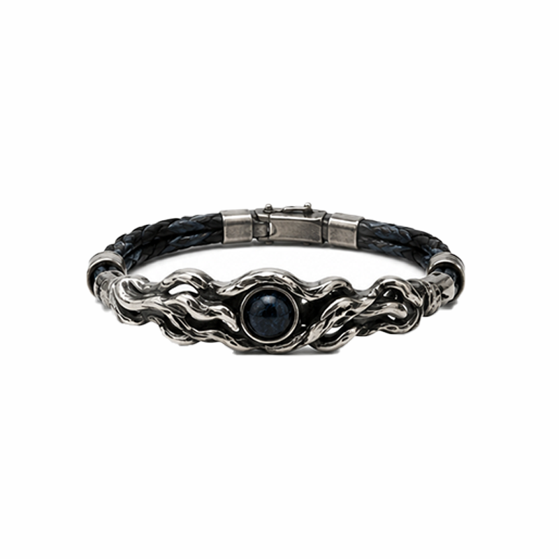 Men Evil‑Eye Charm Rope Cord Bracelet Boho Adjustable Sliding Wristband
