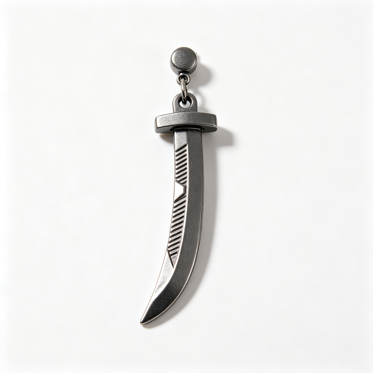 Men Antique Gunmetal Engraved Sword Dangle Stud Earring Single