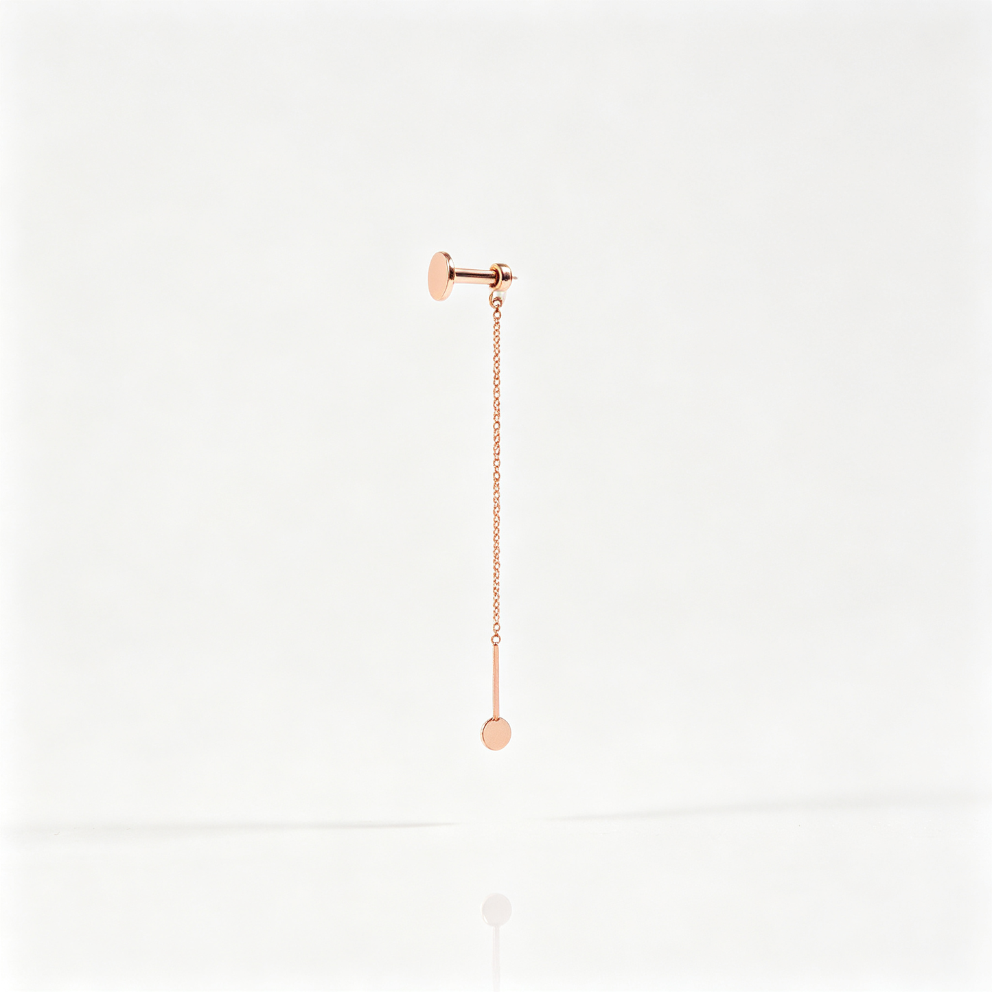 Men Rose Gold Dainty Chain Drop Stud Earring Minimal Long Bar Dangling Single