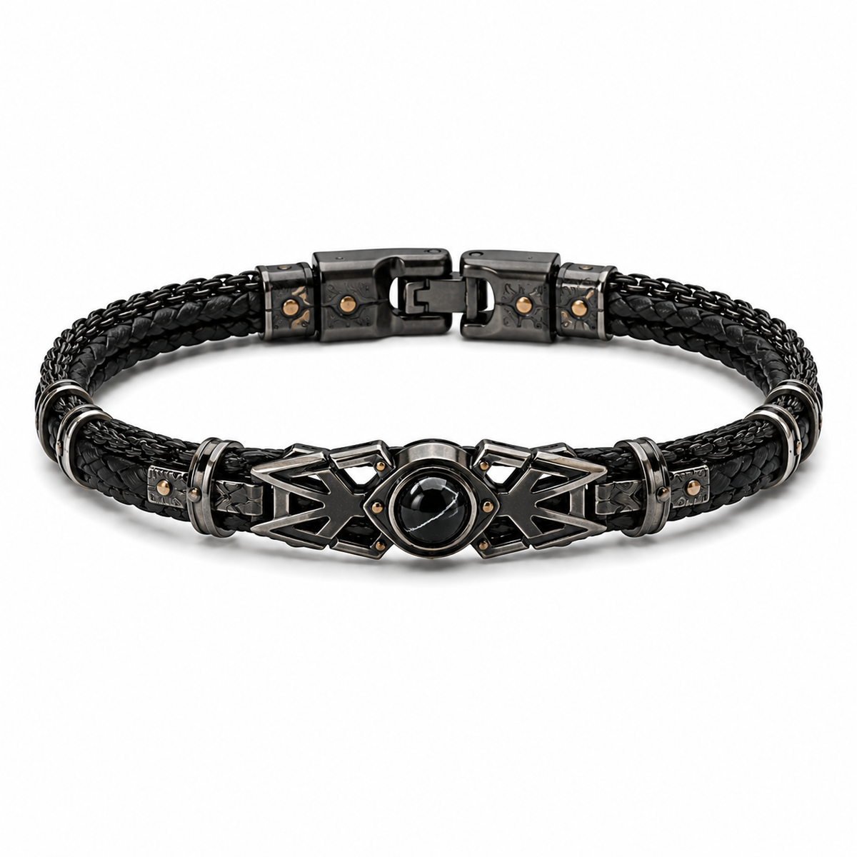 Men Multi‑Stone Hematite Tiger Eye Bead Bracelet Elastic Stretch Wristband